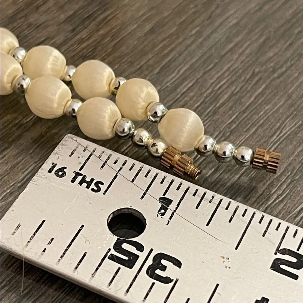 Vintage Satin Thread Wrapped Beaded Necklace 20 5/8”